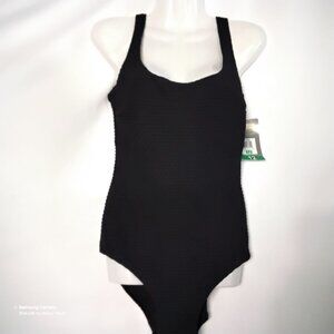 Essentials by Gottex 1 Pc. Black Swimsuit Foam Cups, V-Neck, U-Back NWT Sz.12